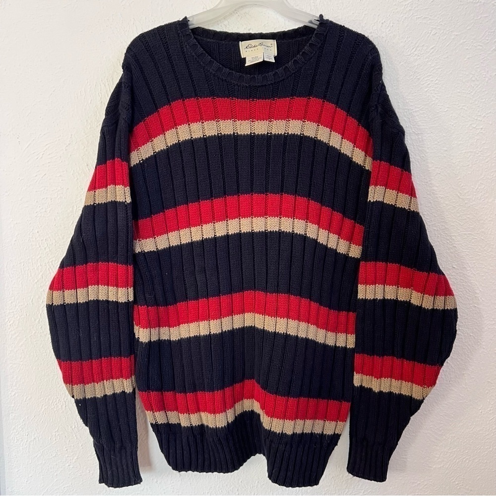 Eddie Bauer blue stripe crew neck sweater - Picture 1 of 7